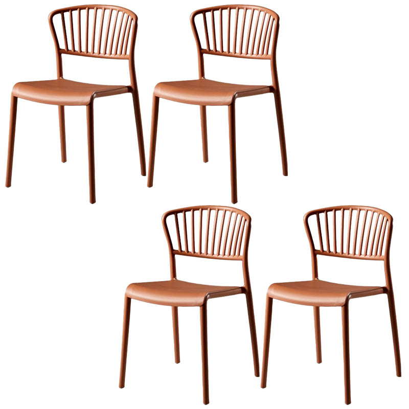Scandinavian Plastic Dining Armless Chair Open Back Side Chairs Orange 4 Piece Set Clearhalo 'Dining Chairs' 'Dining Tables & Seating' 'dining_chair' 'furn' 'furn_dining_chair' 'Furniture' 'furniture_dining_chair' 'Kitchen & Dining Furniture' 4901101
