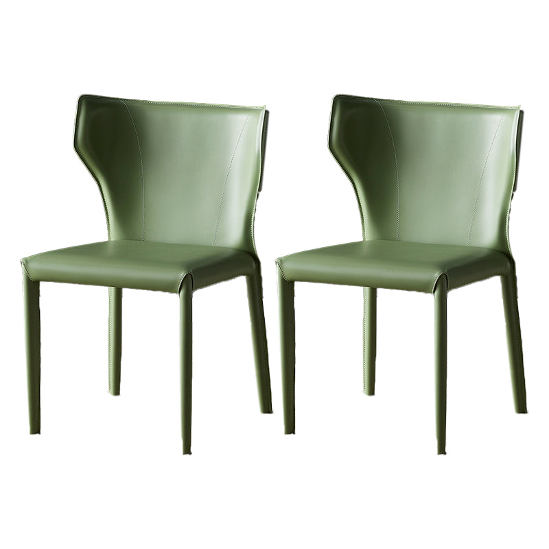Contemporary Leather Dining Armless Chair Wingback Side Chair for Home Use Green 2 Piece Set Clearhalo 'Dining Chairs' 'Dining Tables & Seating' 'dining_chair' 'furn' 'furn_dining_chair' 'Furniture' 'furniture_dining_chair' 'Kitchen & Dining Furniture' 4901113
