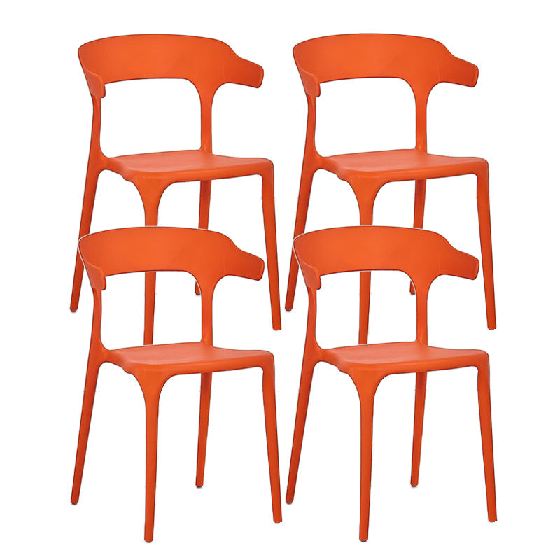 Contemporary Chair Dining Armless Chair for Kitchen with Plastic Legs Orange 4 Piece Set Clearhalo 'Dining Chairs' 'Dining Tables & Seating' 'dining_chair' 'furn' 'furn_dining_chair' 'Furniture' 'furniture_dining_chair' 'Kitchen & Dining Furniture' 4901137
