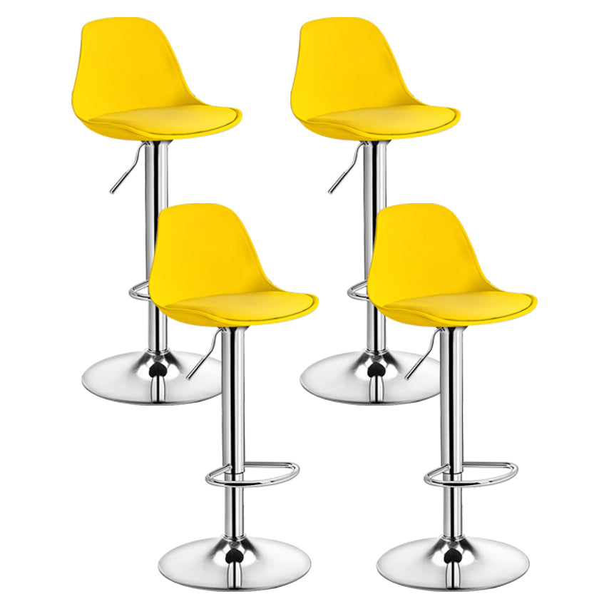 Contemporary Plastic Home Counter Stool Matte Finish Footrest Barstool Yellow Silver 4 Piece Set Clearhalo 'Bar Furniture' 'Bar Stools' 'bar_stools' 'furn' 'furn_bar_stools' 'Furniture' 'furniture_bar_stools' 'Kitchen & Dining Furniture' 4901483