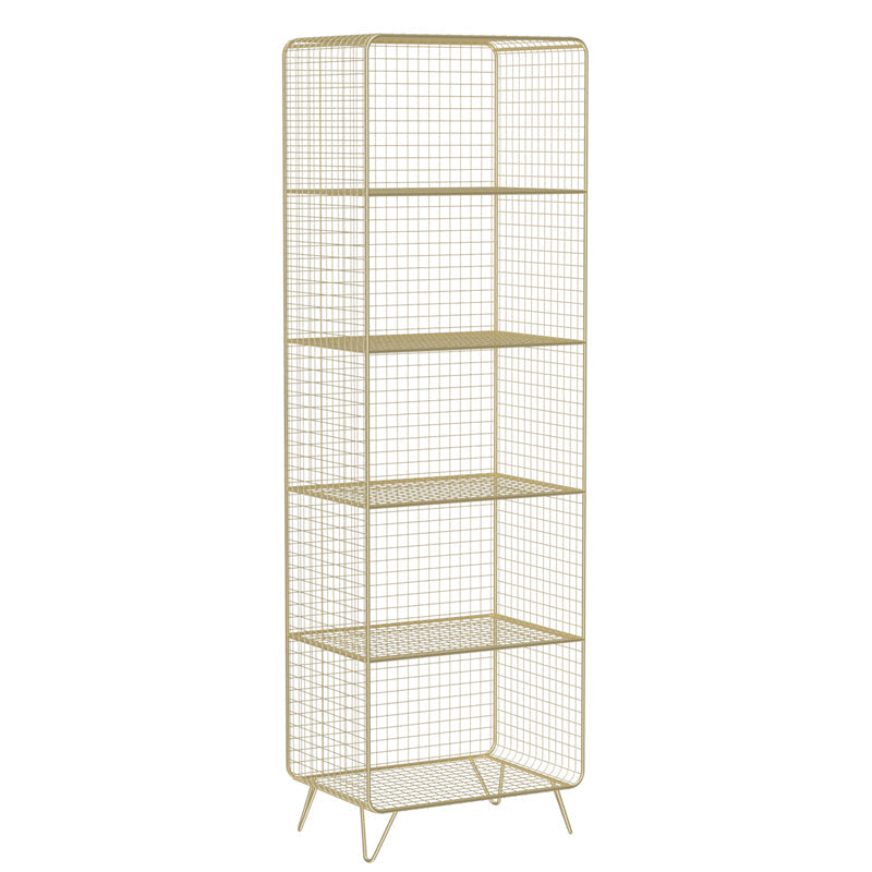 Glam Style Standard Bookshelf Metal Closed Back Shelf Bookcase for Home Use 19.7"L x 13.8"W x 63"H Gold Clearhalo 'Bookcases' 'furn' 'furn_bookcases' 'Furniture' 'furniture_bookcases' 'Office Furniture' 4901571