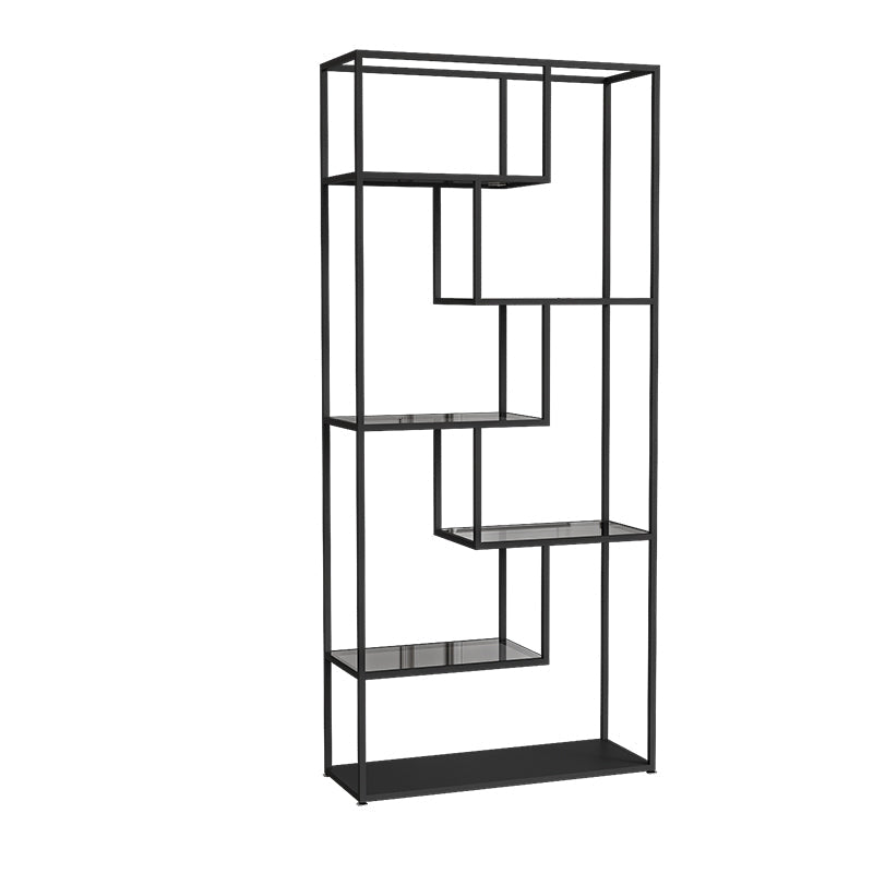 Industrial Open Back Bookshelf with Iron Frame Bookcase for Home Office Black Clearhalo 'Bookcases' 'furn' 'furn_bookcases' 'Furniture' 'furniture_bookcases' 'Office Furniture' 4901740