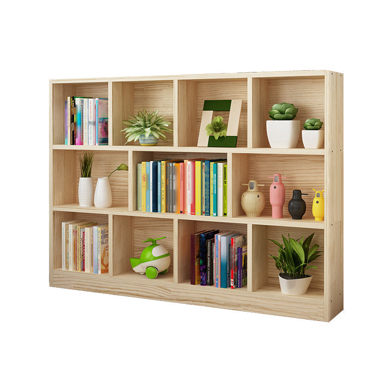 Natural Pine Wood Standard Bookshelf Modern Closed Back Bookcase for Classroom 63"L x 9.4"W x 45.3"H Clearhalo 'Bookcases' 'furn' 'furn_bookcases' 'Furniture' 'furniture_bookcases' 'Office Furniture' 4901872