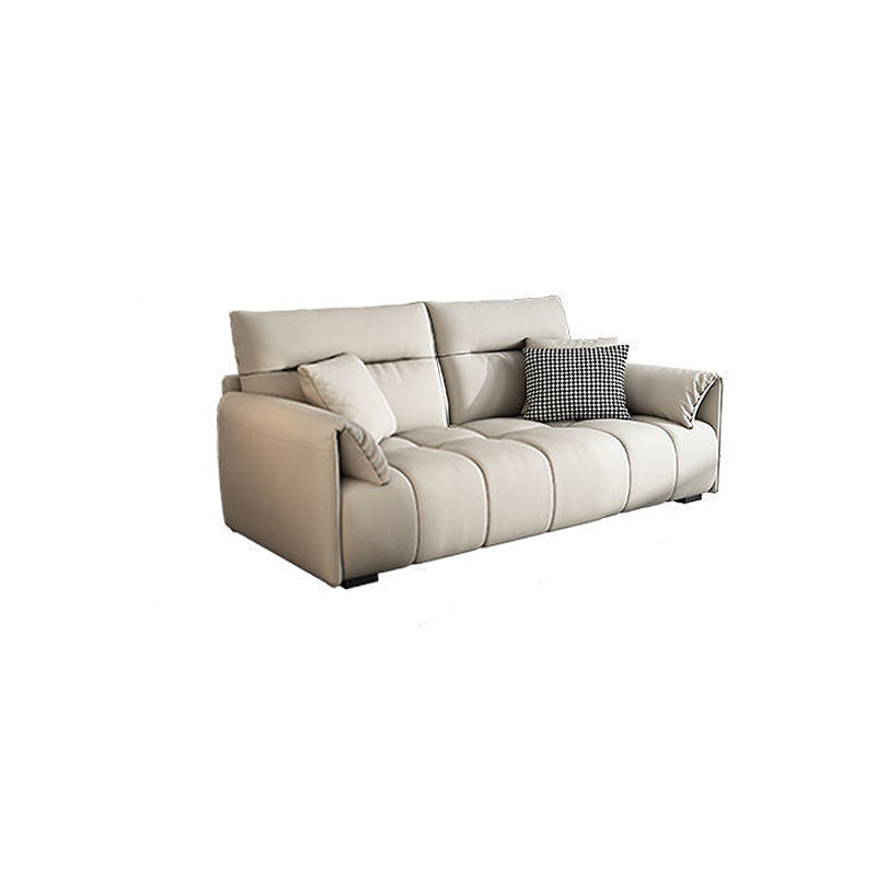 Living Room Cushion Back Couch Contemporary White Sofa with Pillow Top Arm 59"L x 35.5"W x 37"H PU(Polyurethane) Clearhalo 'furn' 'furn_sofas' 'Furniture' 'furniture_sofas' 'Living Room Furniture' 'Sofa' 'sofas' 4909106