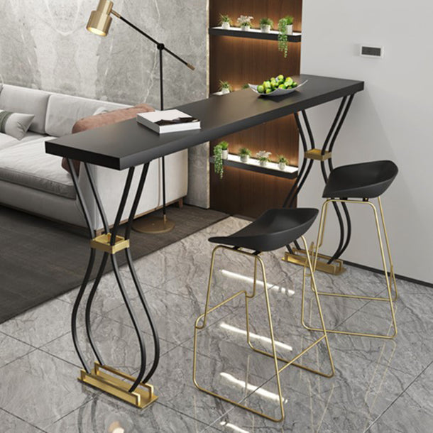 Modern Style Wood Top Counter Table 42-inch Height Table for Living Room 94.5"L x 15.7"W x 41.3"H Black Without Chairs Clearhalo 'Bar Furniture' 'Bar Tables' 'bar_tables' 'furn' 'furn_bar_tables' 'Furniture' 'furniture_bar_tables' 'Kitchen & Dining Furniture' 4909712