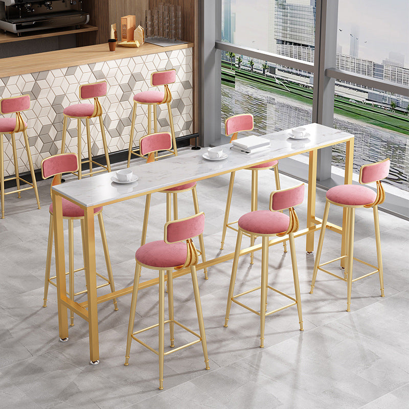 Nordic Glam Style Bar Table 42-inch Height Metal Base Bistro Table for Living Room 94.5"L x 15.7"W x 41.3"H Without Chairs Clearhalo 'Bar Furniture' 'Bar Tables' 'bar_tables' 'furn' 'furn_bar_tables' 'Furniture' 'furniture_bar_tables' 'Kitchen & Dining Furniture' 4909727