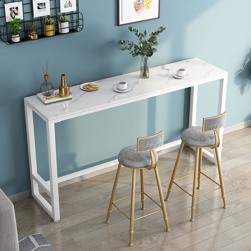 Modern Style Bar Table Stone Top 42-inch Height Pub Table for Dining Room 78.7"L x 15.7"W x 41.3"H White Without Chairs Clearhalo 'Bar Furniture' 'Bar Tables' 'bar_tables' 'furn' 'furn_bar_tables' 'Furniture' 'furniture_bar_tables' 'Kitchen & Dining Furniture' 4909791