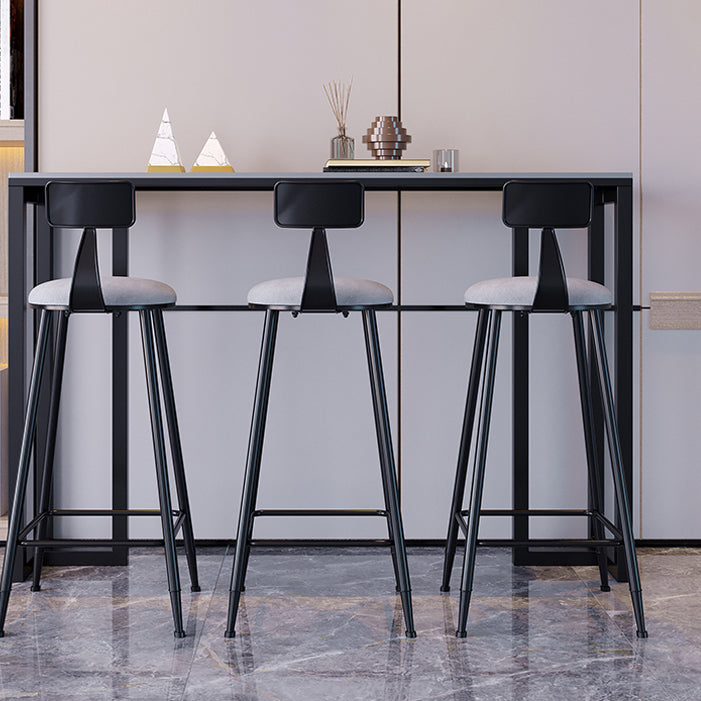 Industrial Black Iron Bar Dining Table with Grey Stone Rectangle Indoor Bistro Table 70.9"L x 15.7"W x 41.3"H Without Chairs Clearhalo 'Bar Furniture' 'Bar Tables' 'bar_tables' 'furn' 'furn_bar_tables' 'Furniture' 'furniture_bar_tables' 'Kitchen & Dining Furniture' 4909888