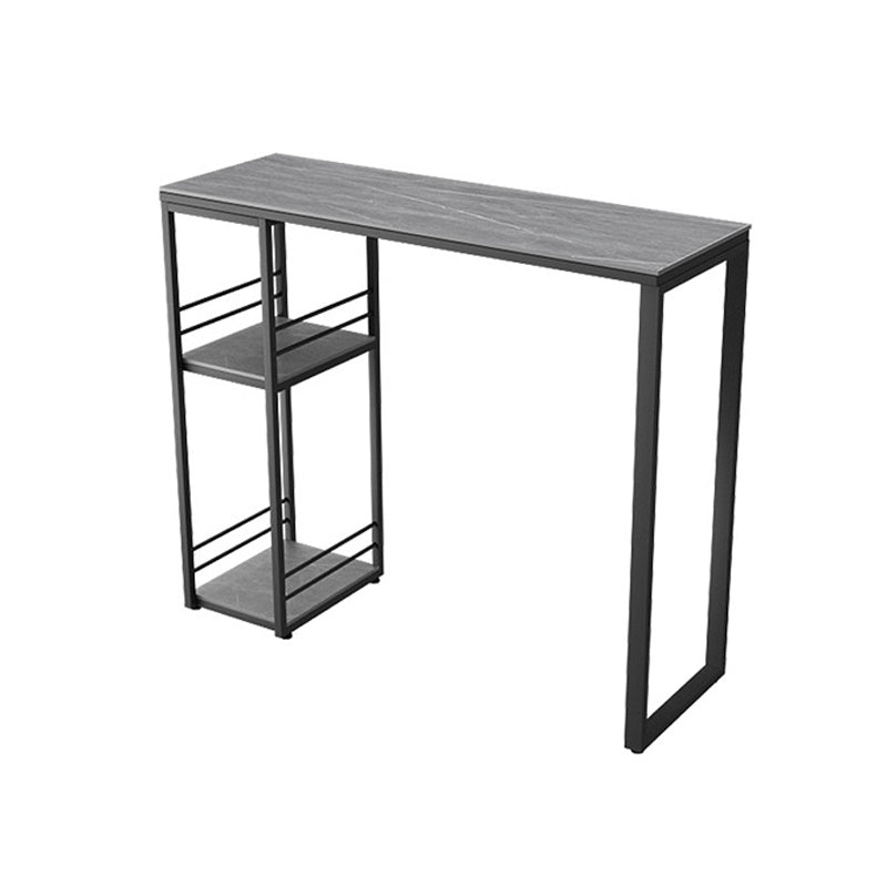 Modern Style Rectangle Sintered Stone Table Bar Counter Table for Home 55.1"L x 15.7"W x 41.3"H Grey Without Chairs Clearhalo 'Bar Furniture' 'Bar Tables' 'bar_tables' 'furn' 'furn_bar_tables' 'Furniture' 'furniture_bar_tables' 'Kitchen & Dining Furniture' 4910110