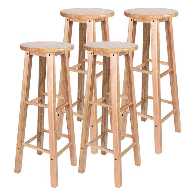 Modern Armless Backless Counter Stool Oak Wood Kitchen Bar Stool with Seat and Pedal 4 Piece Set Bar Stool(31"H) Clearhalo 'Bar Furniture' 'Bar Stools' 'bar_stools' 'furn' 'furn_bar_stools' 'Furniture' 'furniture_bar_stools' 'Kitchen & Dining Furniture' 4910219