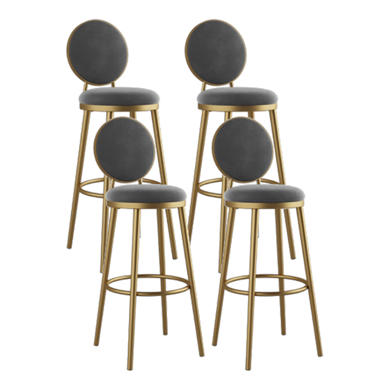 Nordic Armless Backrest Counter Stool Iron Kitchen Bar Stool with Velvet Cushion and Pedal Gray 4 Piece Set Clearhalo 'Bar Furniture' 'Bar Stools' 'bar_stools' 'furn' 'furn_bar_stools' 'Furniture' 'furniture_bar_stools' 'Kitchen & Dining Furniture' 4910443