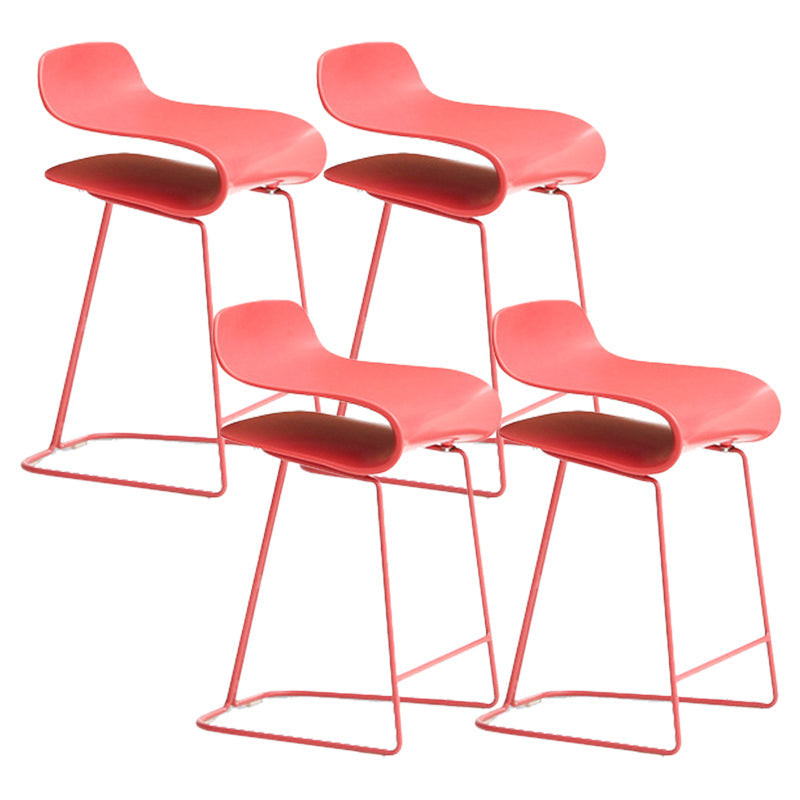 Scandinavian Matte Finish Plastic Barstool Footrest Coffee Shop Stool Red Set of 4 Short Stool(22"H) Clearhalo 'Bar Furniture' 'Bar Stools' 'bar_stools' 'Furniture' 'furniture_bar_stools' 'Kitchen & Dining Furniture' 4910536