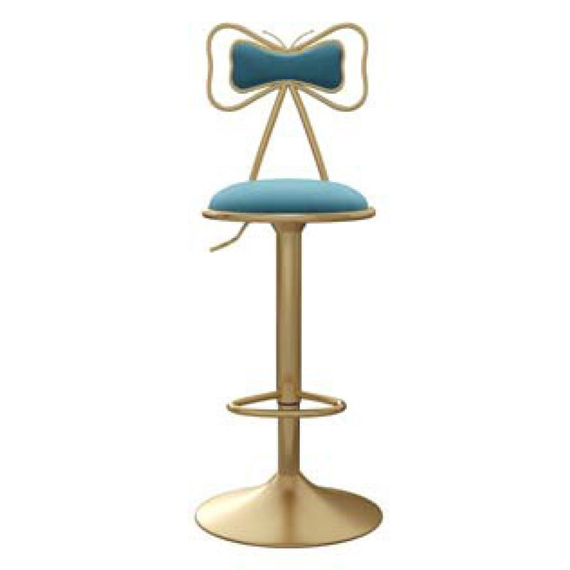 Glam Adjustable Swivel Barstool Matte Finish Velvet Home Stool Sky Blue 1 Piece Clearhalo 'Bar Furniture' 'Bar Stools' 'bar_stools' 'furn' 'furn_bar_stools' 'Furniture' 'furniture_bar_stools' 'Kitchen & Dining Furniture' 4910614