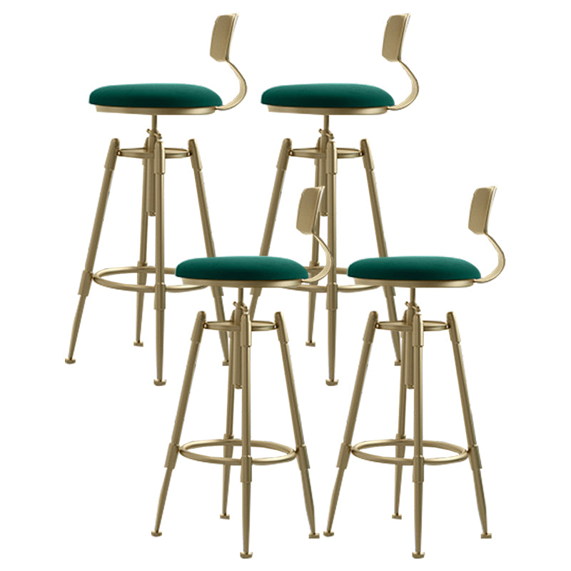 Glam Rotatable Liftable Counter Stool Iron Cashier Bar Stool with Cushion and Pedal Green With Back 4 Piece Set Clearhalo 'Bar Furniture' 'Bar Stools' 'bar_stools' 'furn' 'furn_bar_stools' 'Furniture' 'furniture_bar_stools' 'Kitchen & Dining Furniture' 4910665