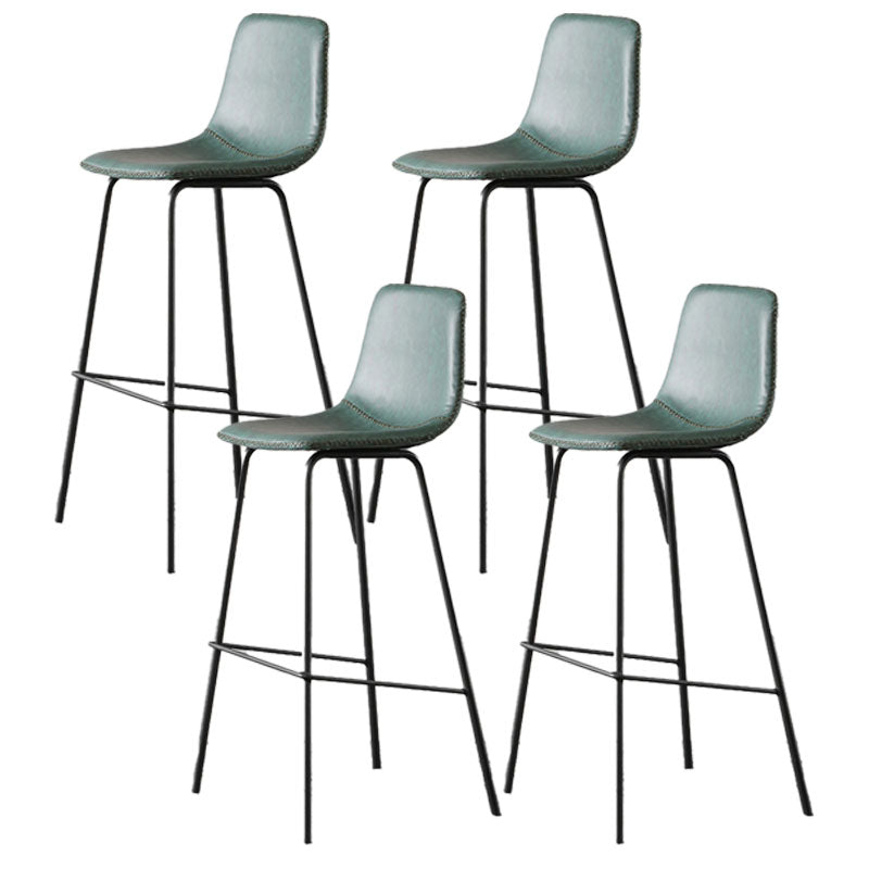 Nordic Backrest Counter Stool Iron Kitchen Bar Stool with Leather Cushion and Pedal Green 4 Piece Set Clearhalo 'Bar Furniture' 'Bar Stools' 'bar_stools' 'furn' 'furn_bar_stools' 'Furniture' 'furniture_bar_stools' 'Kitchen & Dining Furniture' 4910693