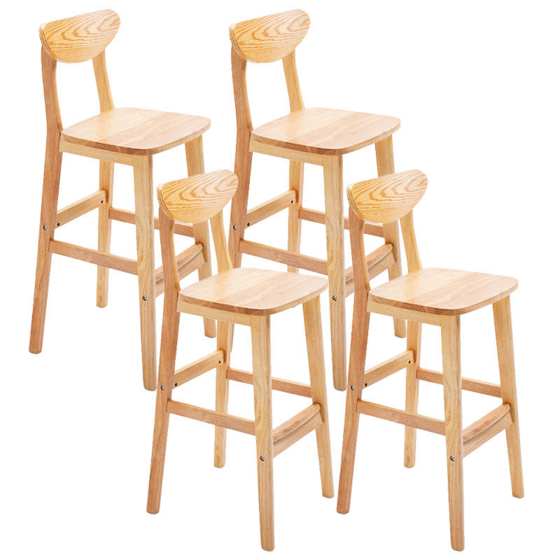 Scandinavian Solid Wood Home 28-inch Stool Matte Finish Footrest Barstool Wood Natural 4 Piece Set Clearhalo 'Bar Furniture' 'Bar Stools' 'bar_stools' 'furn' 'furn_bar_stools' 'Furniture' 'furniture_bar_stools' 'Kitchen & Dining Furniture' 4910727