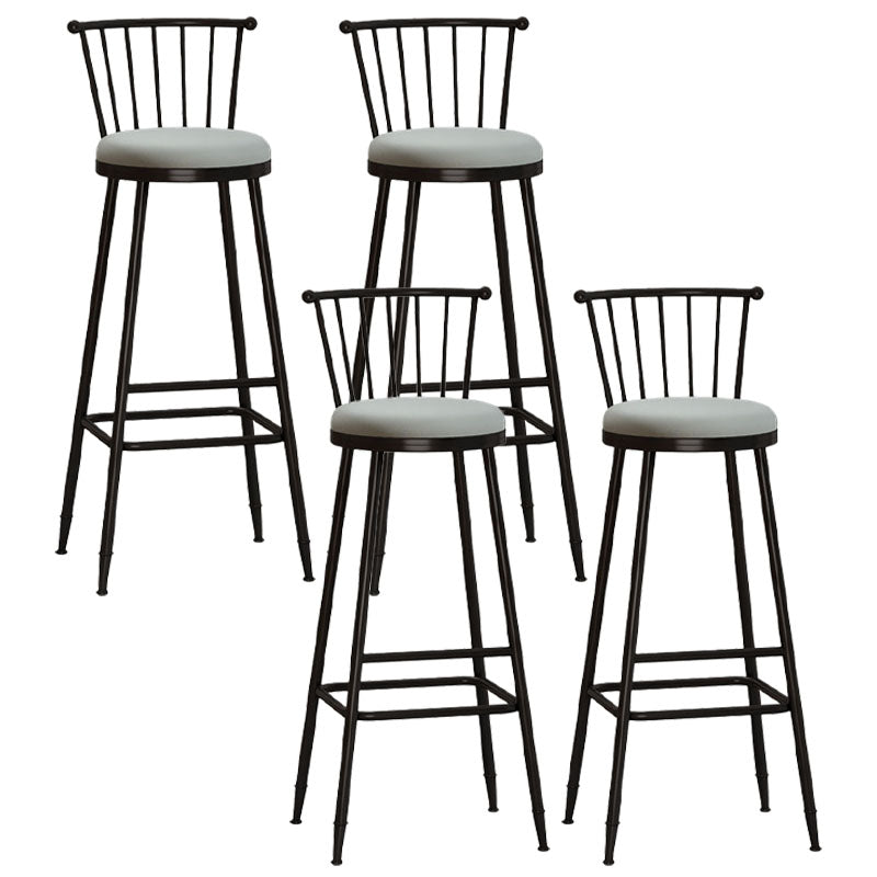 Industrial Armless Backrest Counter Stool Steel Bar Stool with Leather Cushion Gray 4 Piece Set Bar Stool(33"H) Clearhalo 'Bar Furniture' 'Bar Stools' 'bar_stools' 'furn' 'furn_bar_stools' 'Furniture' 'furniture_bar_stools' 'Kitchen & Dining Furniture' 4910913