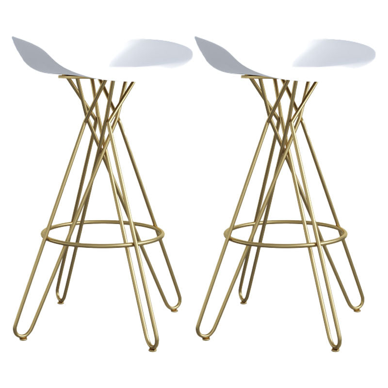 Glam Footrest Plastic Barstool Matte Finish Restaurant Stool White-Gold 2 Piece Set Clearhalo 'Bar Furniture' 'Bar Stools' 'bar_stools' 'furn' 'furn_bar_stools' 'Furniture' 'furniture_bar_stools' 'Kitchen & Dining Furniture' 4910921