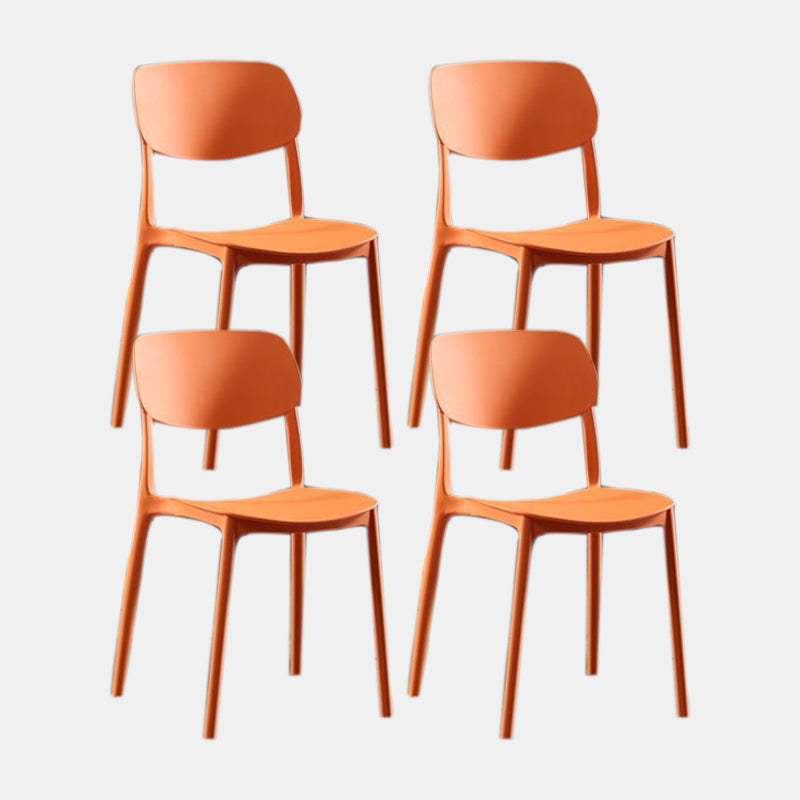 Nordic Chair Dining Armless Chairs for Kitchen with Plastic Legs Orange-Red 4 Piece Set Clearhalo 'Dining Chairs' 'Dining Tables & Seating' 'dining_chair' 'furn' 'furn_dining_chair' 'Furniture' 'furniture_dining_chair' 'Kitchen & Dining Furniture' 4911866