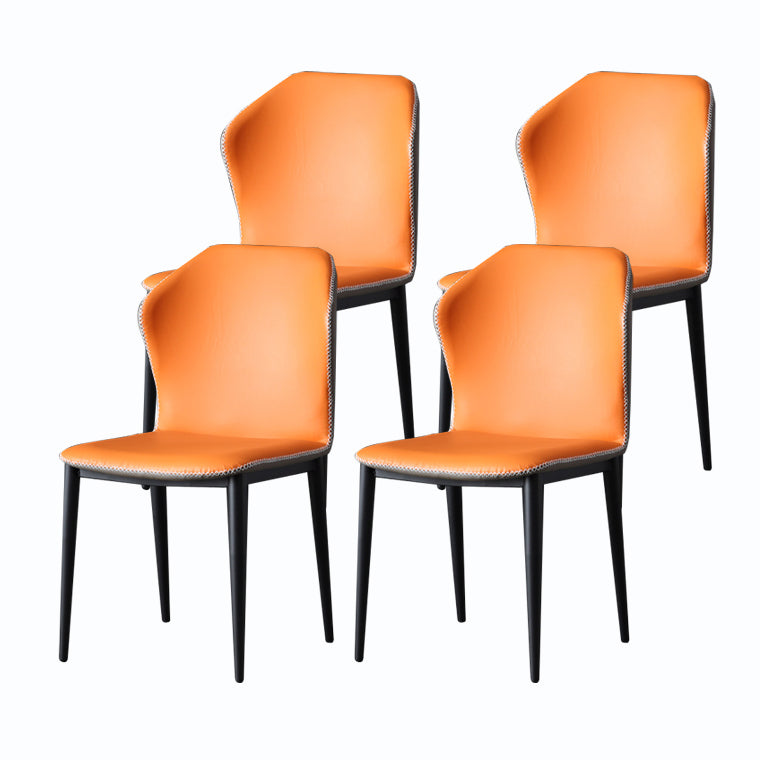 Modern Design Faux Leather Side Chairs Wingback Armless Dining Chair Orange 4 Piece Set Clearhalo 'Dining Chairs' 'Dining Tables & Seating' 'dining_chair' 'furn' 'furn_dining_chair' 'Furniture' 'furniture_dining_chair' 'Kitchen & Dining Furniture' 4911913