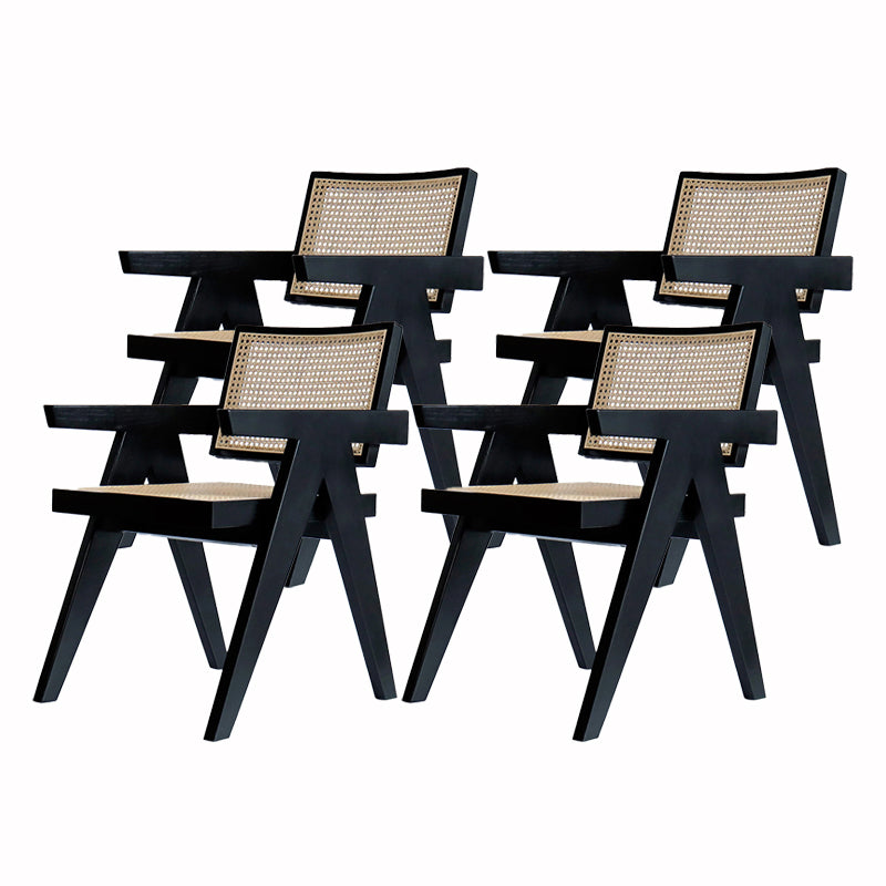 Modern Design Wicker Dining Chairs for Home Arm Open Back Side Chairs Black 4 Piece Set Clearhalo 'Dining Chairs' 'Dining Tables & Seating' 'dining_chair' 'furn' 'furn_dining_chair' 'Furniture' 'furniture_dining_chair' 'Kitchen & Dining Furniture' 4912011