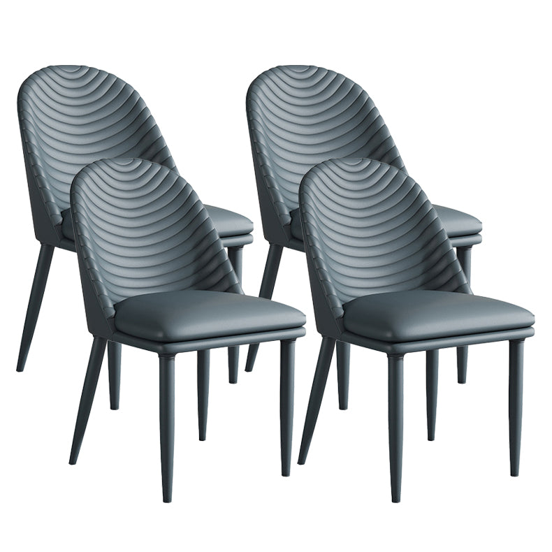 Minimalist Armless Solid Back Chair Leather Dining Side Chair Gray Blue 4 Piece Set Clearhalo 'Dining Chairs' 'Dining Tables & Seating' 'dining_chair' 'furn' 'furn_dining_chair' 'Furniture' 'furniture_dining_chair' 'Kitchen & Dining Furniture' 4912043