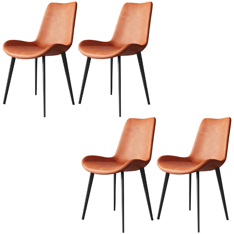 Modern Style Chair Dining Armless Chairs for Kitchen with Metal Legs Orange 4 Piece Set Clearhalo 'Dining Chairs' 'Dining Tables & Seating' 'dining_chair' 'furn' 'furn_dining_chair' 'Furniture' 'furniture_dining_chair' 'Kitchen & Dining Furniture' 4912156