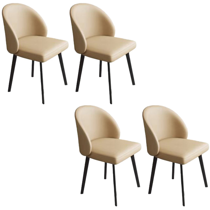 Contemporary Style Chair Dining Armless Chairs for Kitchen with Metal Legs Beige 4 Piece Set Clearhalo 'Dining Chairs' 'Dining Tables & Seating' 'dining_chair' 'furn' 'furn_dining_chair' 'Furniture' 'furniture_dining_chair' 'Kitchen & Dining Furniture' 4912193