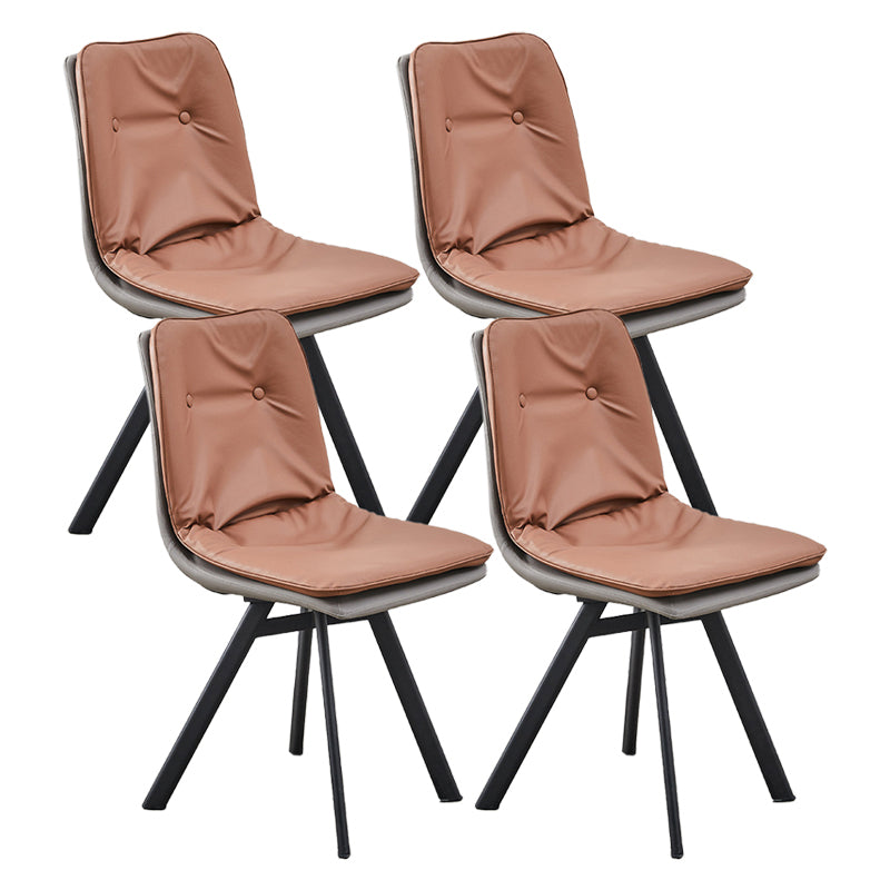 Contemporary Style Faux Leather Side Chair Armless Open Back Chairs for Kitchen Coffee 4 Piece Set Clearhalo 'Dining Chairs' 'Dining Tables & Seating' 'dining_chair' 'furn' 'furn_dining_chair' 'Furniture' 'furniture_dining_chair' 'Kitchen & Dining Furniture' 4912325