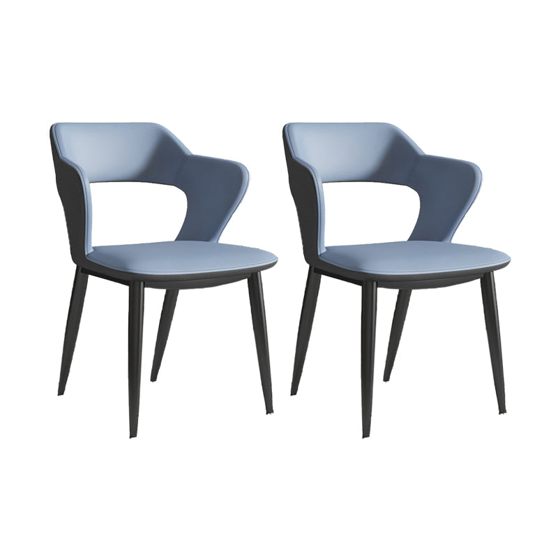 Minimalist Design Arm Open Back Side Chairs Faux Leather Side Chair Blue 2 Piece Set Clearhalo 'Dining Chairs' 'Dining Tables & Seating' 'dining_chair' 'furn' 'furn_dining_chair' 'Furniture' 'furniture_dining_chair' 'Kitchen & Dining Furniture' 4912331