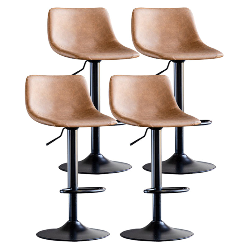 Contemporary Adjustable Footrest Barstool Matte Finish Leather Stool Brown 4 Piece Set Clearhalo 'Bar Furniture' 'Bar Stools' 'bar_stools' 'furn' 'furn_bar_stools' 'Furniture' 'furniture_bar_stools' 'Kitchen & Dining Furniture' 4912401