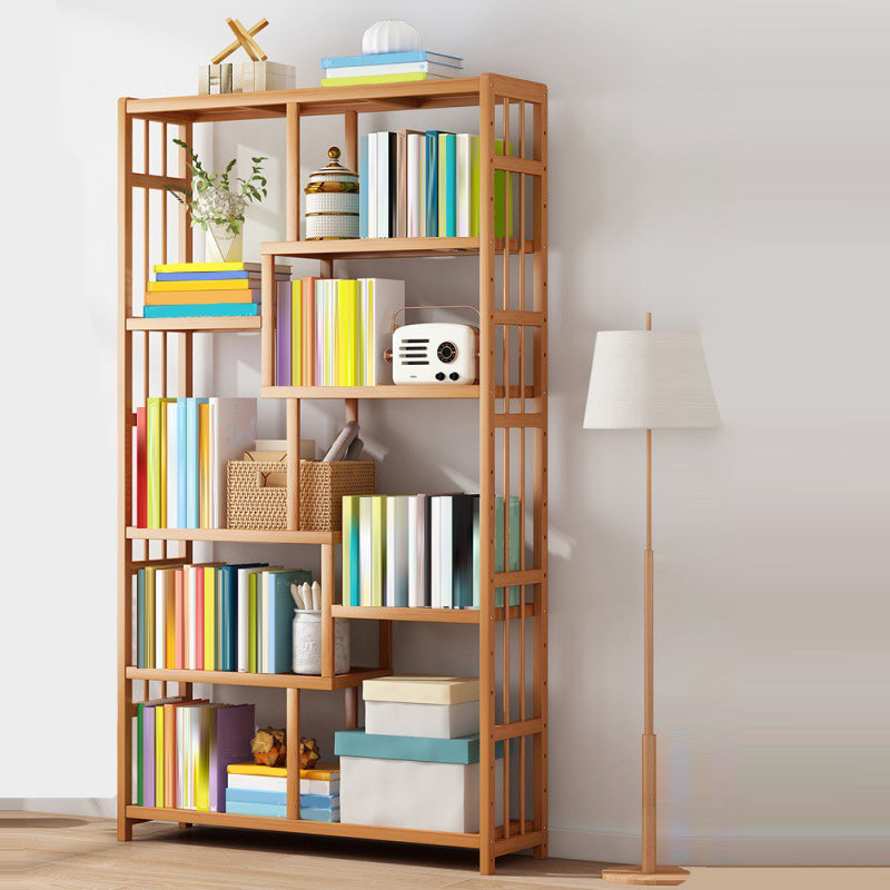 Contemporary Wood Bookcase Open Back Bookshelf for Home Office 39.4"L x 9.8"W x 66.5"H Clearhalo 'Bookcases' 'Furniture' 'furniture_bookcases' 'Office Furniture' 4912469