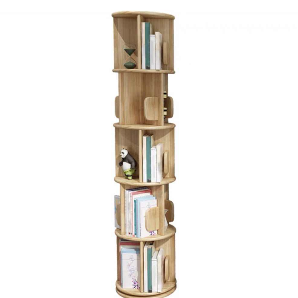Solid Wood Geometric Bookcase Modern Rotatable Bookshelf for Home 15.7"L x 15.7"W x 63.4"H Wood Clearhalo 'Bookcases' 'furn' 'furn_bookcases' 'Furniture' 'furniture_bookcases' 'Office Furniture' 4912806