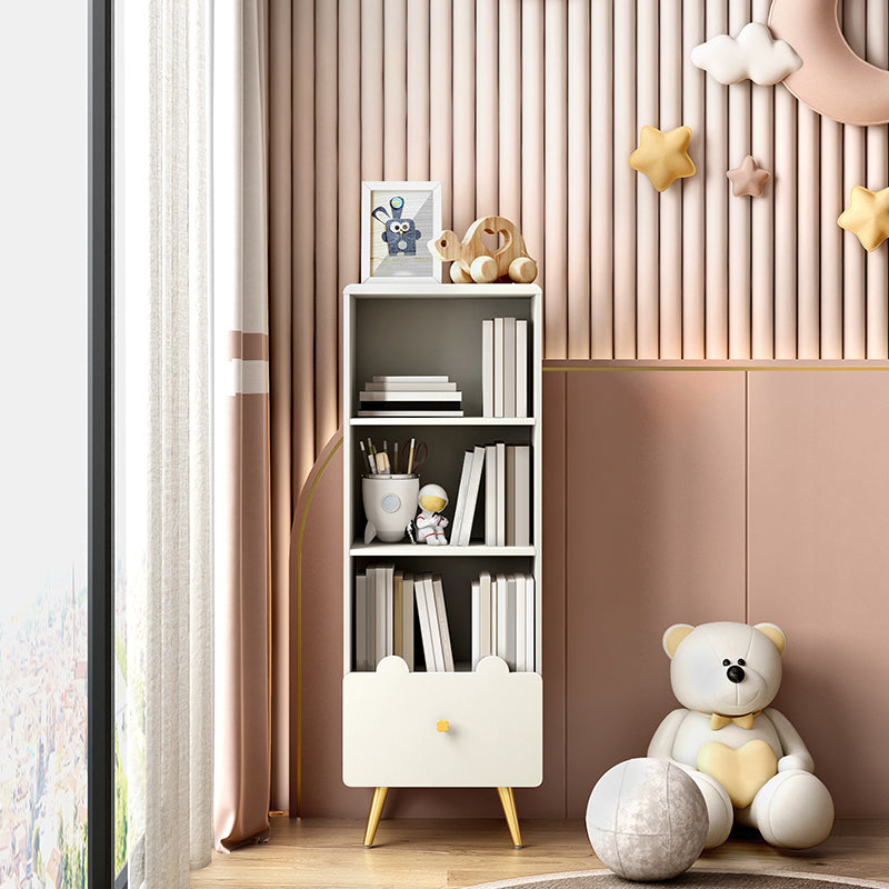 Wood Standard Bookcase Contemporary Style Closed Back Bookshelf with Drawer 15.7"L x 13.8"W x 53.5"H White Clearhalo 'Bookcases' 'furn' 'furn_bookcases' 'Furniture' 'furniture_bookcases' 'Office Furniture' 4913951
