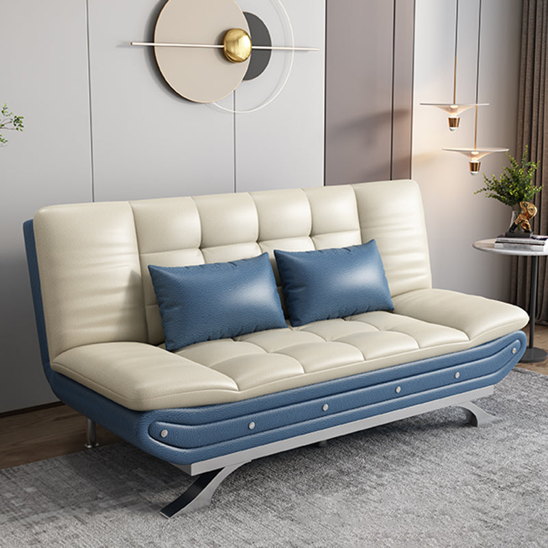 Living Room Stain-Resistant Faux Leather Couch 2-seater Tufted Back Sofa Blue Latex Clearhalo 'furn' 'furn_sofas' 'Furniture' 'furniture_sofas' 'Living Room Furniture' 'Sofa' 'sofas' 4918882