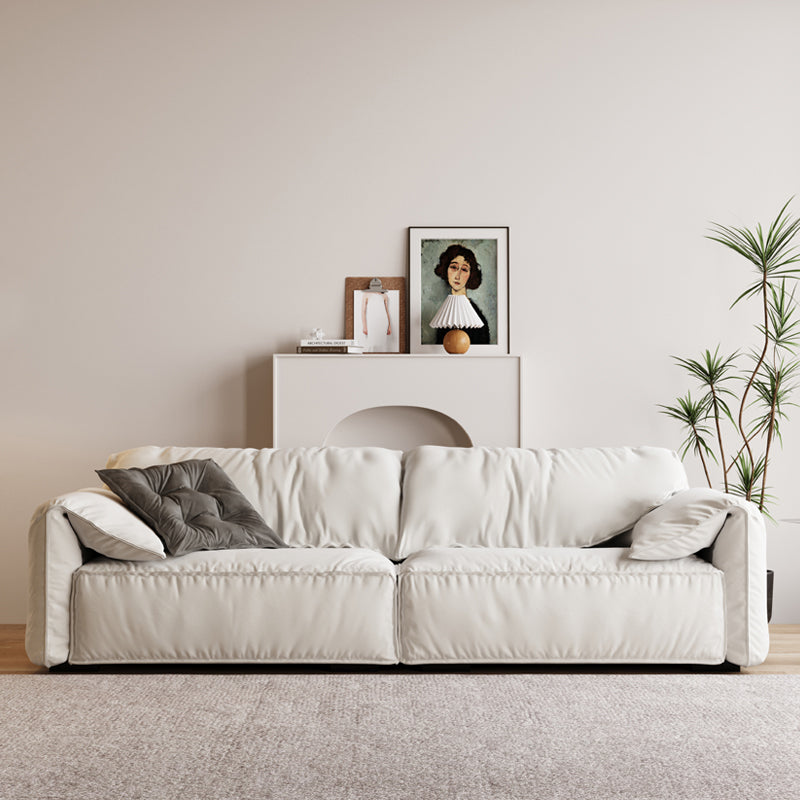 Stain-Resistant Faux Leather Sofa 2-seater Pillow Top Arm Couch White Latex Clearhalo 'furn' 'furn_sofas' 'Furniture' 'furniture_sofas' 'Living Room Furniture' 'Sofa' 'sofas' 4919042