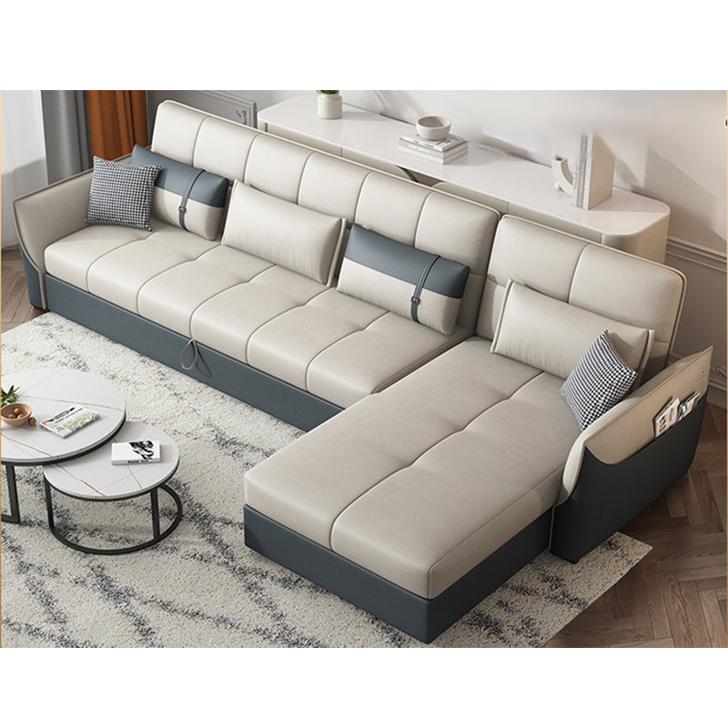 Manual Reclining Cushion Back Sectional Sofa 35.43"High Fabric Sofa Bed with Storage 112"L x 65"W x 35"H Clearhalo 'furn' 'furn_sectionals' 'Furniture' 'furniture_sectionals' 'Living Room Furniture' 'Sectionals' 4919372