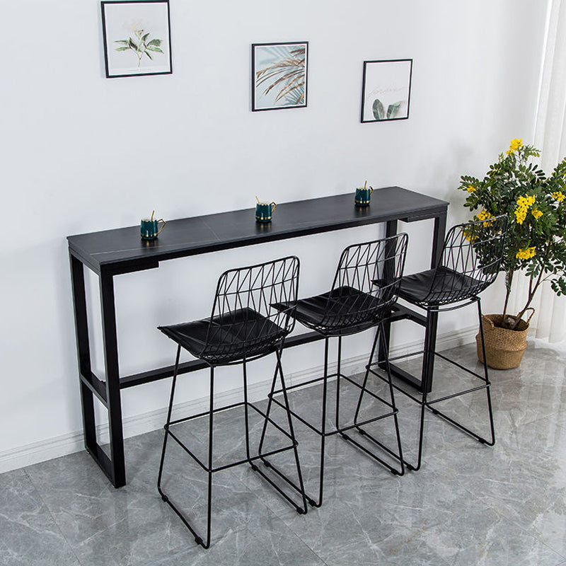 Contemporary Style Dining Sintered Stone Table Rectangle Bar Counter Table for Home 78.7"L x 15.7"W x 41.3"H Without Chairs Clearhalo 'Bar Furniture' 'Bar Tables' 'bar_tables' 'furn' 'furn_bar_tables' 'Furniture' 'furniture_bar_tables' 'Kitchen & Dining Furniture' 4925931