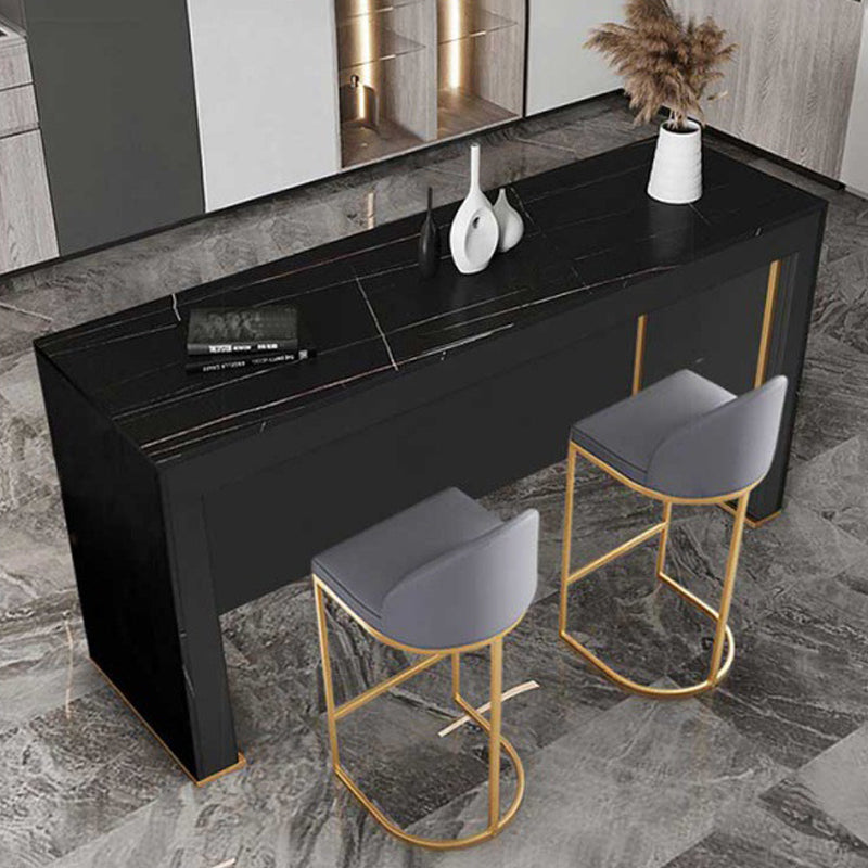 Contemporary Dining Sintered Stone Table Rectangle Bar Counter Table for Home 70.9"L x 15.7"W x 41.3"H Black Without Chairs Clearhalo 'Bar Furniture' 'Bar Tables' 'bar_tables' 'furn' 'furn_bar_tables' 'Furniture' 'furniture_bar_tables' 'Kitchen & Dining Furniture' 4925950