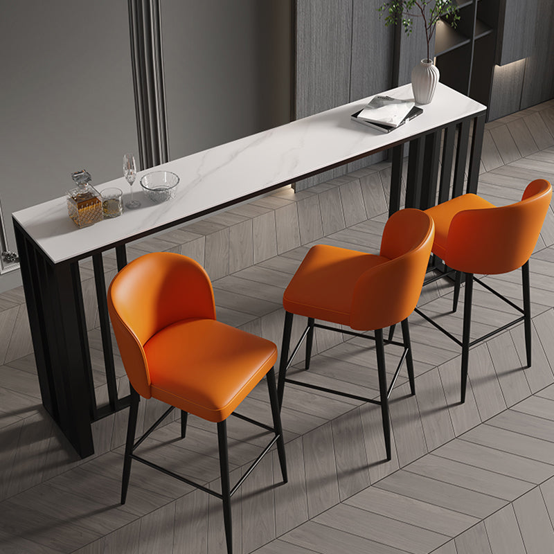 Contemporary Style Sintered Stone Table Rectangle Bar Counter Table for Home 86.6"L x 15.7"W x 41.3"H White Without Chairs Clearhalo 'Bar Furniture' 'Bar Tables' 'bar_tables' 'furn' 'furn_bar_tables' 'Furniture' 'furniture_bar_tables' 'Kitchen & Dining Furniture' 4925964