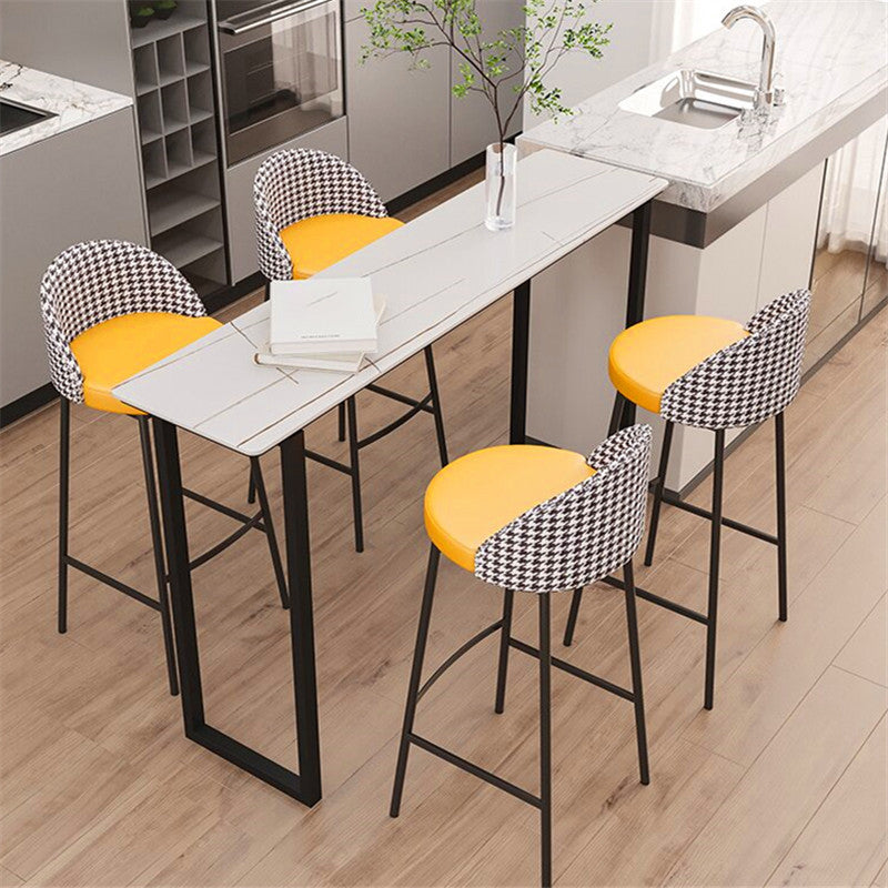 Modern Sintered Stone Table Rectangle Bar Counter Table for Home 86.6"L x 15.7"W x 41.3"H Black Without Chairs Clearhalo 'Bar Furniture' 'Bar Tables' 'bar_tables' 'furn' 'furn_bar_tables' 'Furniture' 'furniture_bar_tables' 'Kitchen & Dining Furniture' 4926014