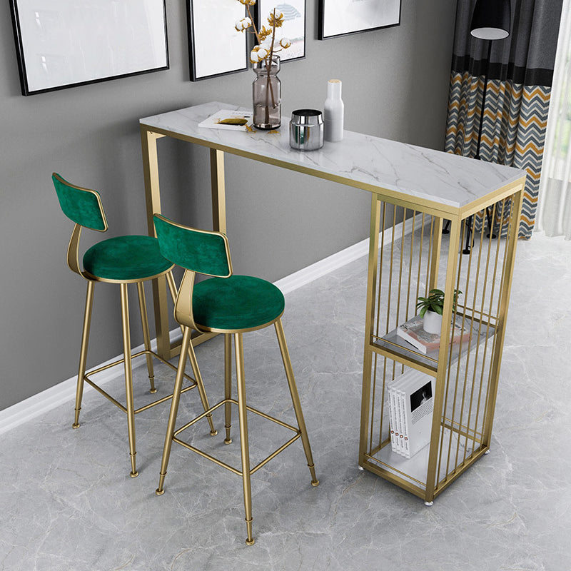 Nordic Glam Rectangle Sintered Stone Table Dining Bar Counter Table for Home 86.6"L x 15.7"W x 41.3"H Without Chairs Clearhalo 'Bar Furniture' 'Bar Tables' 'bar_tables' 'furn' 'furn_bar_tables' 'Furniture' 'furniture_bar_tables' 'Kitchen & Dining Furniture' 4926047