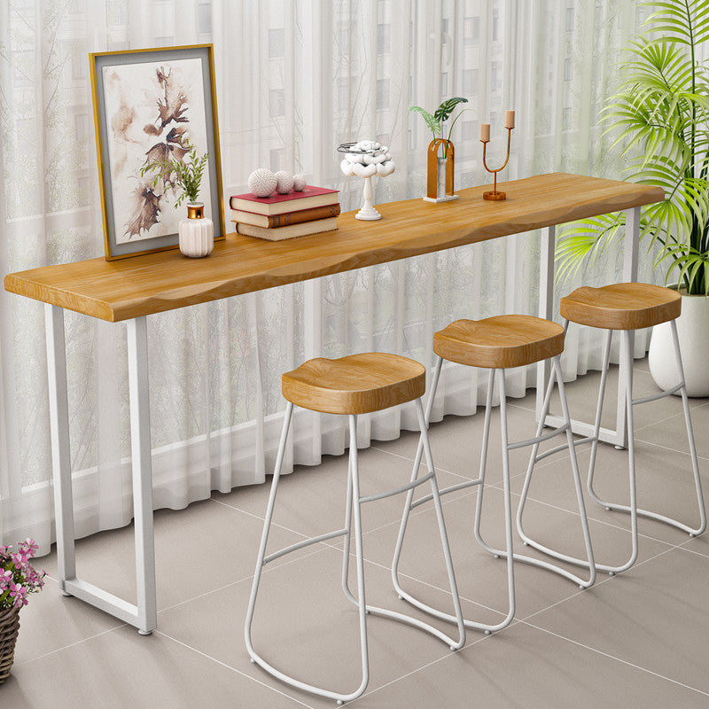 Pine Wood Bar Dining Table Modern Bar Table with Sled Base for Dining Room 94.5"L x 15.7"W x 41.3"H Without Chairs Clearhalo 'Bar Furniture' 'Bar Tables' 'bar_tables' 'furn' 'furn_bar_tables' 'Furniture' 'furniture_bar_tables' 'Kitchen & Dining Furniture' 4926150