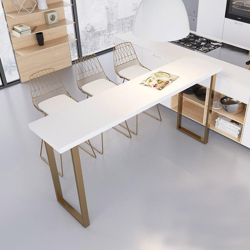 Pine Wood Bar Dining Table Glam Rectangle Bar Table with Double Pedestal for Dining Room 94.5"L x 15.7"W x 41.3"H Without Chairs Clearhalo 'Bar Furniture' 'Bar Tables' 'bar_tables' 'furn' 'furn_bar_tables' 'Furniture' 'furniture_bar_tables' 'Kitchen & Dining Furniture' 4926168