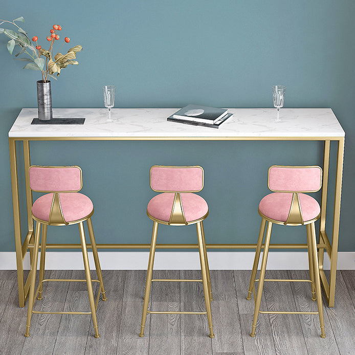 Rectangle Stone Bar Dining Table Traditional Luxury Bar Table with Trestle Base 94.5"L x 15.7"W x 41.3"H Without Chairs Clearhalo 'Bar Furniture' 'Bar Tables' 'bar_tables' 'furn' 'furn_bar_tables' 'Furniture' 'furniture_bar_tables' 'Kitchen & Dining Furniture' 4926344