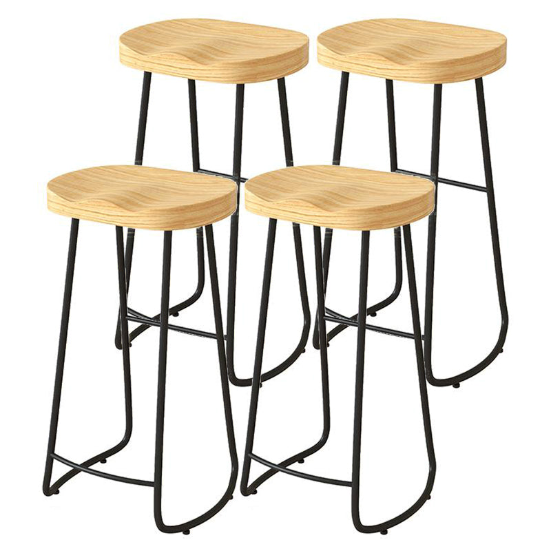 Contemporary Natural Solid Wood Barstool Footrest Restaurant Stool Black 4 Piece Set Bar Stool(33"H) Clearhalo 'Bar Furniture' 'Bar Stools' 'bar_stools' 'furn' 'furn_bar_stools' 'Furniture' 'furniture_bar_stools' 'Kitchen & Dining Furniture' 4926506