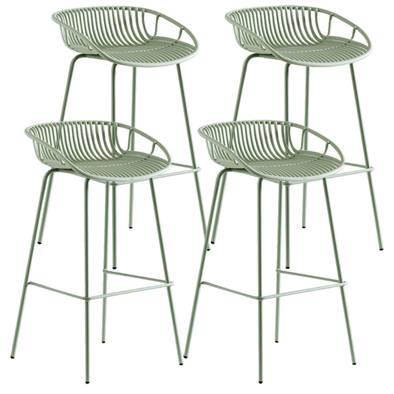 Contemporary Milk Tea Shop Footrest Stool Matte Finish Metal Barstool Green 4 Piece Set Bar Stool (28" H) Clearhalo 'Bar Furniture' 'Bar Stools' 'bar_stools' 'furn' 'furn_bar_stools' 'Furniture' 'furniture_bar_stools' 'Kitchen & Dining Furniture' 4926592