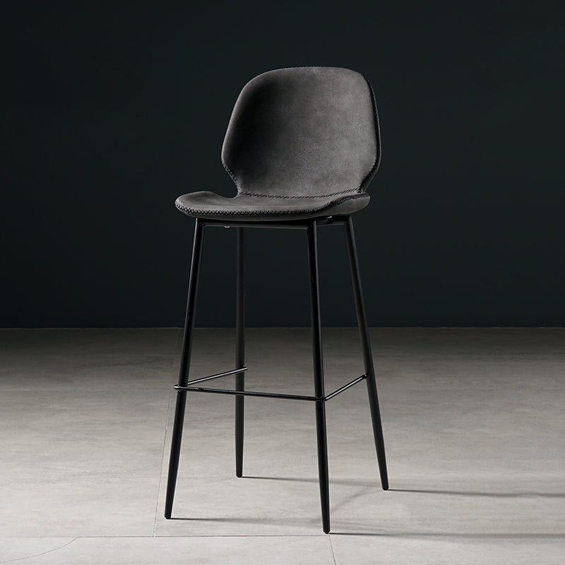 Scandinavian Footrest Matte Finish Barstool Restaurant Leather Stool Silver Gray 1 Piece Bar Stool(30"H) Clearhalo 'Bar Furniture' 'Bar Stools' 'bar_stools' 'furn' 'furn_bar_stools' 'Furniture' 'furniture_bar_stools' 'Kitchen & Dining Furniture' 4926633