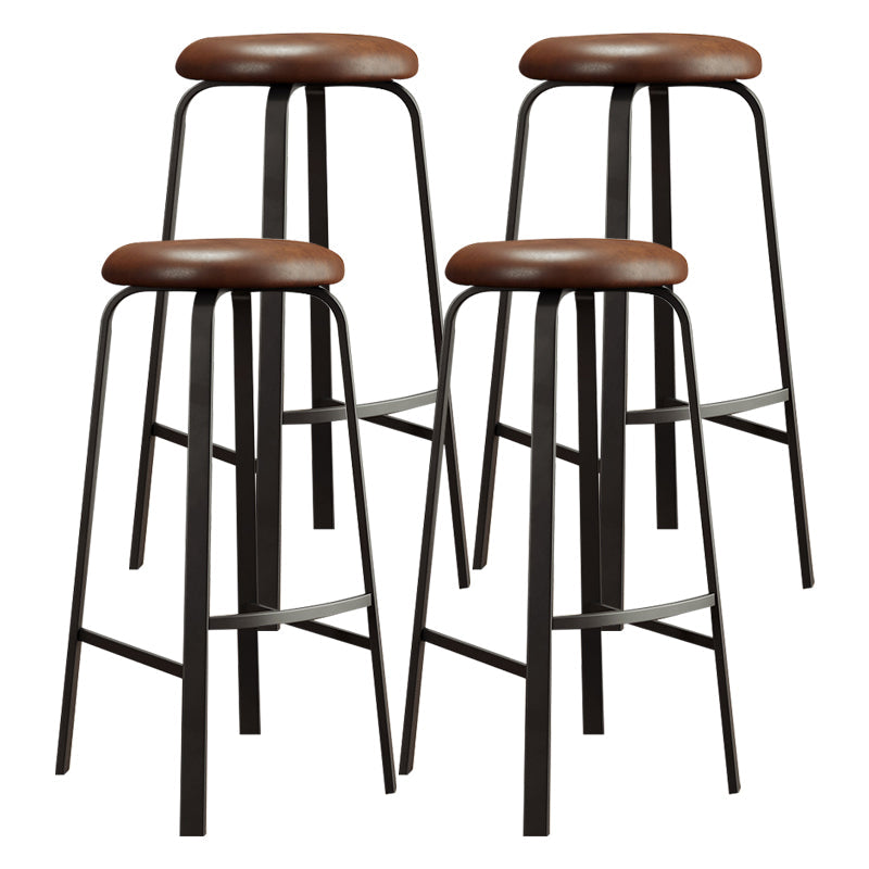 Contemporary Matte Finish Upholstered Stool Footrest Iron Bar Stool Brown 4 Piece Set Clearhalo 'Bar Furniture' 'Bar Stools' 'bar_stools' 'furn' 'furn_bar_stools' 'Furniture' 'furniture_bar_stools' 'Kitchen & Dining Furniture' 4926753