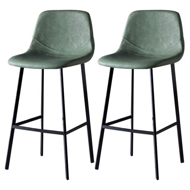 Scandinavian Leather Restaurant Stool Matte Finish Footrest Barstool Green 2 Piece Set Bar Stool(30"H) Clearhalo 'Bar Furniture' 'Bar Stools' 'bar_stools' 'furn' 'furn_bar_stools' 'Furniture' 'furniture_bar_stools' 'Kitchen & Dining Furniture' 4926848